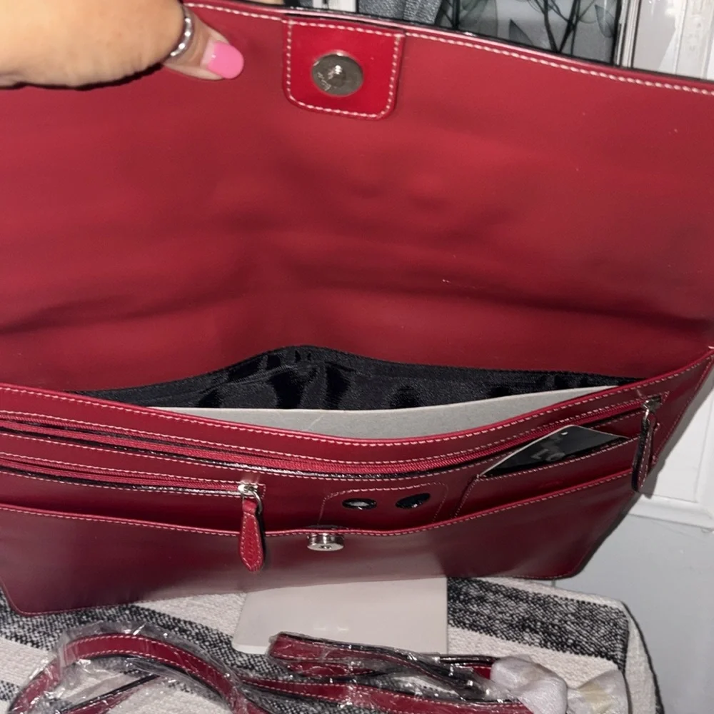 Lodis Crimson Leather Laptop Case